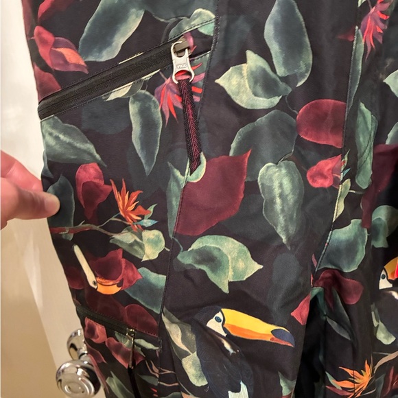 Snow Bibs The North Face Burgundy and Tropical Print Snow ❄️ Bibs ❄️☃️ - Picture 12 of 16